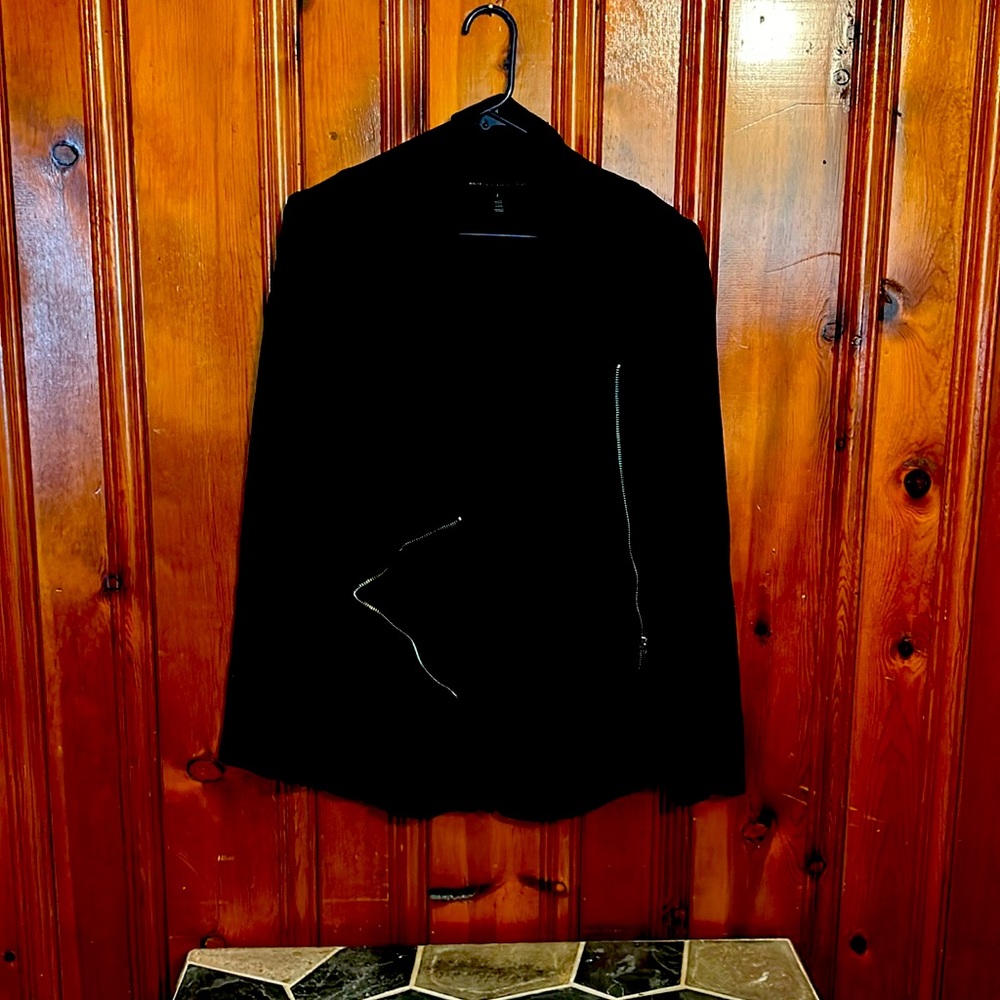 Black casual jacket with ornamental zipper
